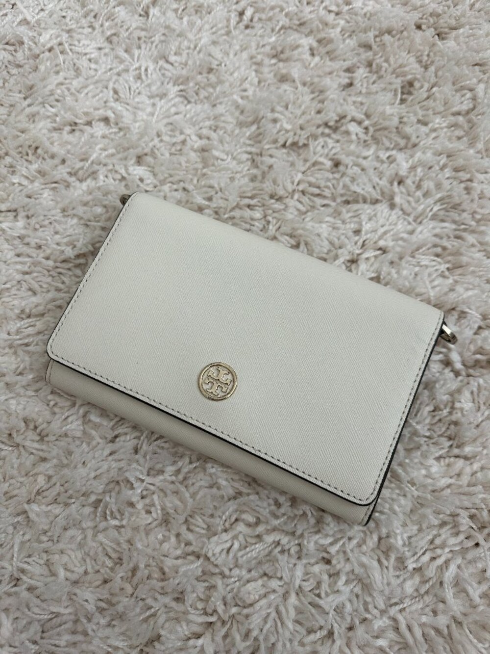 Tory Burch Robinson Chain Wallet Ivory
